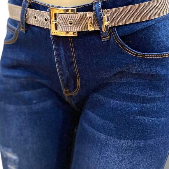 Stainless Steel Mesh Belt | Silver Grommet Chain | Y2K | NWT Perry Ellis - Picture 3 of 4